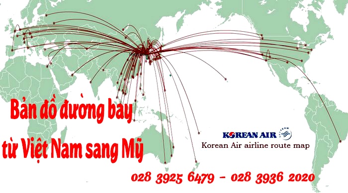 Bản đồ đường bay từ Việt Nam sang Mỹ 1